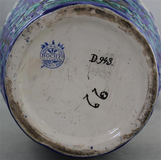 A large Boch Freres Art Deco Biches Bleues vase, attributed to Charles Catteau, 40cm